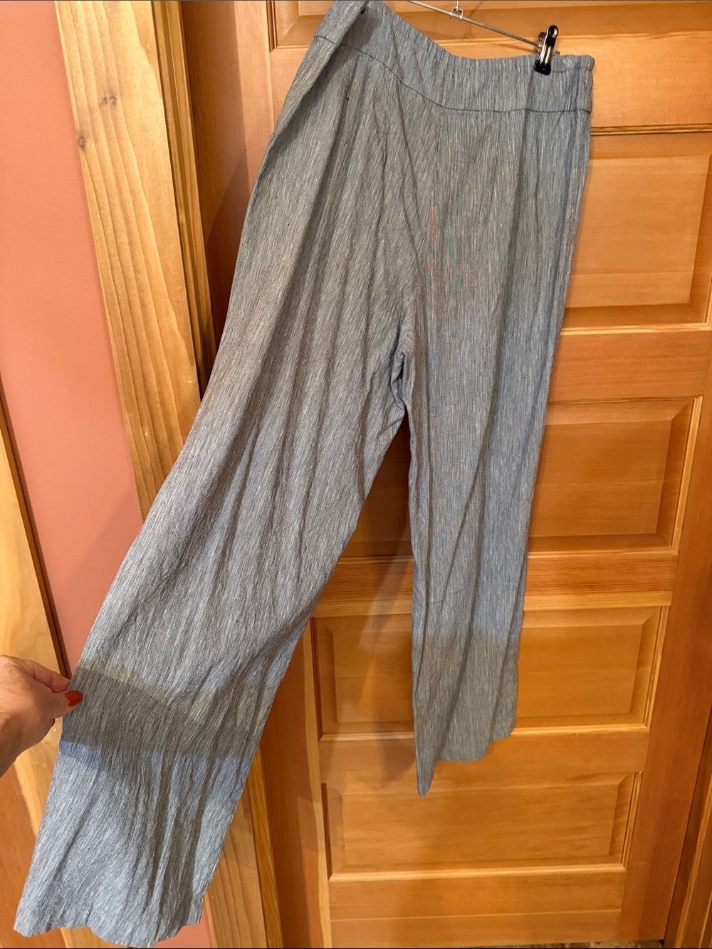 NIC+ZOE Heathered Light Gray Wide-Leg Pants
